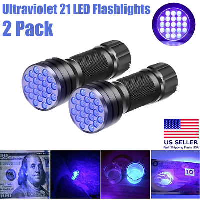 #ad 2x UV Ultra Violet LED Flashlight Blacklight Light 395 NM Inspection Lamp Torch $7.45