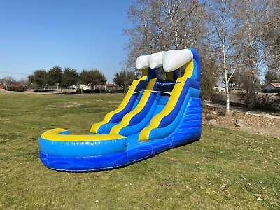 #ad Tsunami Wave Blue Marble 12 Foot Inflatable Water Slide Commercial 1HP Blower $1098.48