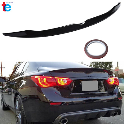 #ad Fit For 2014 2020 Infiniti Q50 Style Trunk Lid Spoiler Wing Painted Glossy Black $38.99