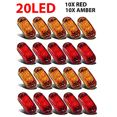 #ad 20PCS Amber Red Marker Lights 2.5quot; LED Truck Trailer Oval Clearance Side Light $8.99
