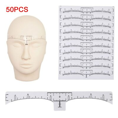#ad 50pcs Disposable Eyebrow Ruler Sticker Stencil Makeup Microblading Measure Tools $9.99