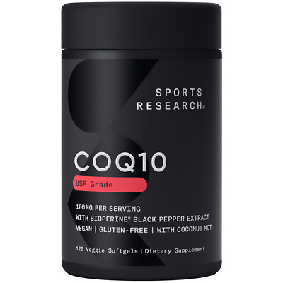 #ad Sports Research CoQ10 100mg Enhanced w Coconut Oil amp; Bioperine Black Pepper $27.95