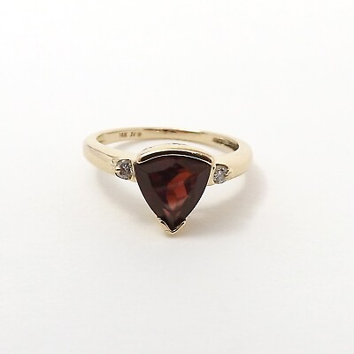 #ad John Rinker 14k Gold Trillion Garnet January Birthstone Diamond Modern Ring sz7 $375.25