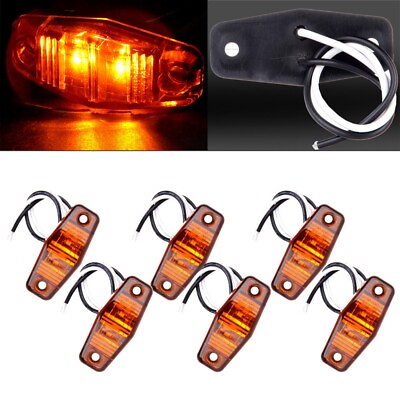 #ad 6X LED Lights 2 Diode Amber Universal Mount Clearance Side Marker Trailer Lamp $12.70