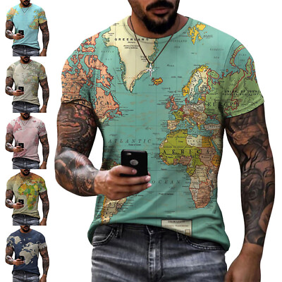 #ad Men T Shirts Crew Neck Summer Tops Mens Casual Short Sleeve Daily Wear Pullover $13.89