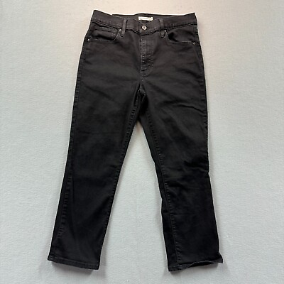 #ad Levi#x27;s 724 Jeans Womens 32 High Rise Straight Crop Black Denim Pants 32x25 $20.90