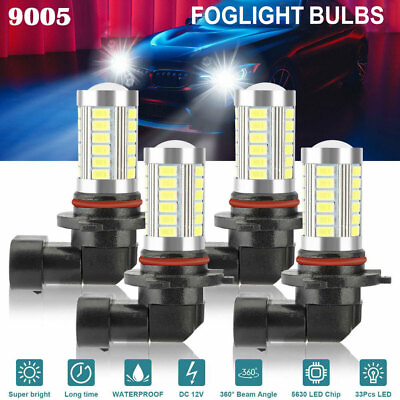 #ad 4x 9005 33 LED Combo Headlight Bulbs High Low Beam Kit 6500K Xenon Super White $7.99