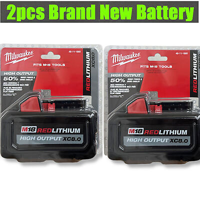 #ad 2PCS Milwaukee M18 48 11 1880 8.0 AH Battery XC High Output New In Packaging $128.98