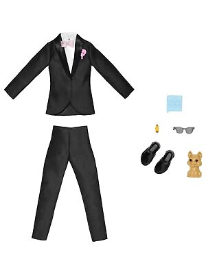 #ad Barbie Ken Wedding Fashion Pack Doll Clothes Set with Tuxedo Puppy Accessories $17.88