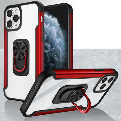 #ad For iPhone 13 PRO Aluminium Alloy Magnetic Ring Stand Hybrid Case Cover Red $9.59