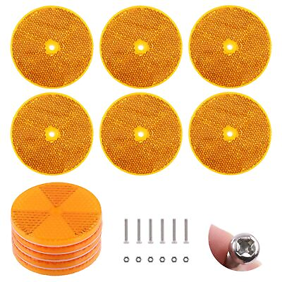 #ad 12Pcs Yellow Front Reflector Round Reflector with 24Pcs 304 Mounting Bolts an... $25.38