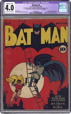 #ad Batman #4 CGC 4.0 RESTORED 1941 0359998002 $2850.00