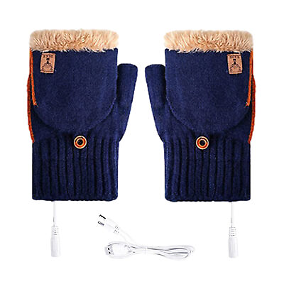 #ad Heated Gloves USB Plug in Electric Fingerless Gloves Plush Winter Warm Gloves $18.89