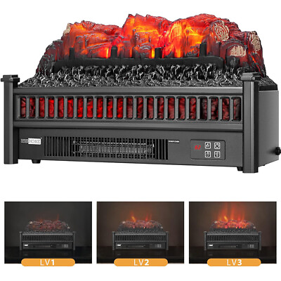 #ad 23quot; Electric Fireplace Log Set Heater House Realistic Flame Ember Bed w Remote $94.99