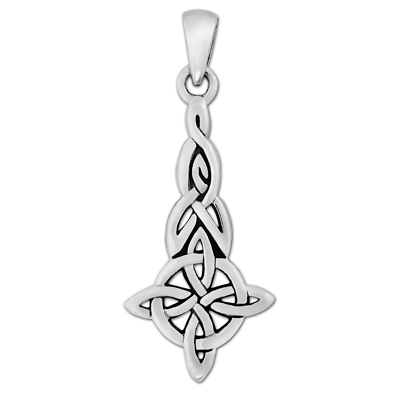 #ad Sterling Silver Celtic Quaternary Witches Knot Pendant Symbol of Protection $19.99