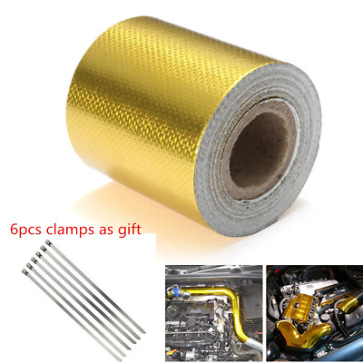 #ad Car 5M Roll Self Adhesive Reflective Gold High Temperature Heat Shield Wrap Tape $11.76