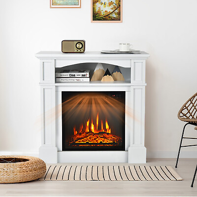 #ad Electric 32quot; 1400W Fireplace Mantel TV Stand Space Heater W Shelf White $219.99