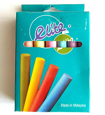 #ad Elite 12 Plaster Colored Chalks CC12 VTG Malaysia New NOS $14.99