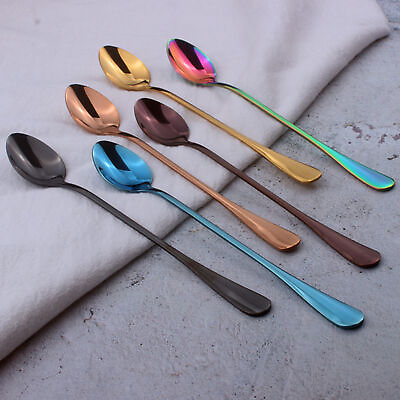 #ad Dessert Spoon Virbant Color Rust proof Drinking Flatware Spoon Decor 7 Colors $7.58