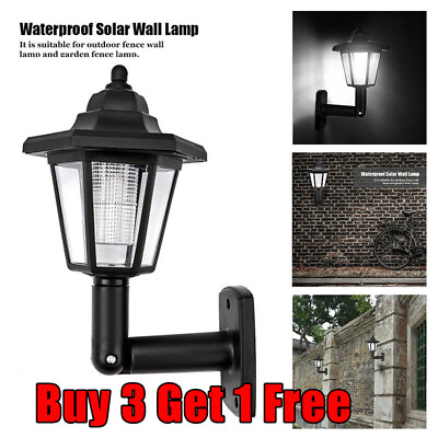 #ad Solar Powered LED Light Outdoor Garden Yard Fence Wall Lantern Hexagonal Lamp $10.59