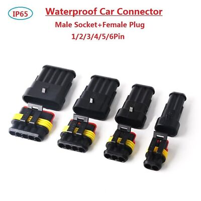 #ad Waterproof Sealed Cable Electrical Wire Connector Plug For Car 1 6 Pins Way IP65 $3.42