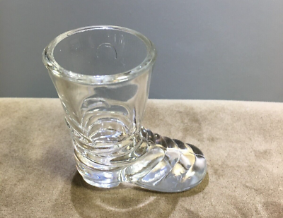 #ad Vintage Clear Cowboy Boot Toothpick Holder Shot Glass Texas Star Mark 2.75quot; $20.00