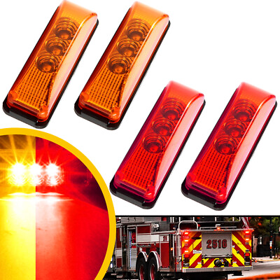 #ad 4x 3LED Side Marker AmberRed Lights Clearance Light Waterproof Truck Trailer RV $12.99