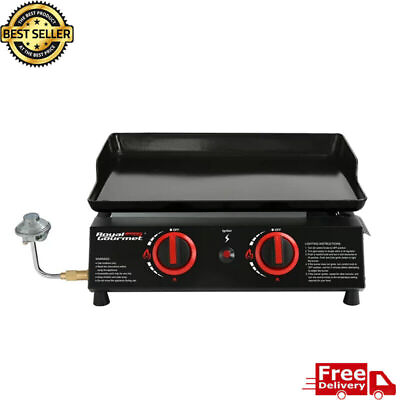#ad 16000 BTU Gas 2 Burner Countertop Grill Griddle Portable Compact Kitchen Cooking $127.04