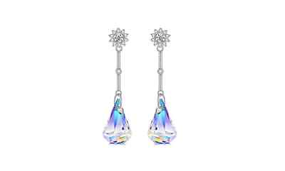 #ad Aurora Borealis Crystal Drop Earrings Made With Crystals From Swarovski $9.99
