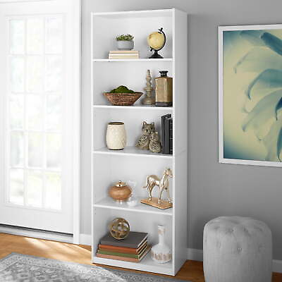 #ad Mainstays 5 Shelf Bookcase with Adjustable Shelves White $31.46