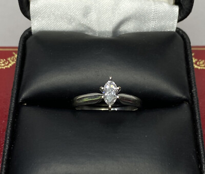 #ad 14k White Gold 1 3 Ct Diamond Marquise Solitaire Wedding Engagement Ring 4 3 4 $349.00