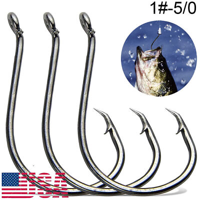 #ad 100pcs Circle Fishing Hooks 1# 1 0 5 0 Ultra Sharp Carbon Steel Octopus Offset $7.45