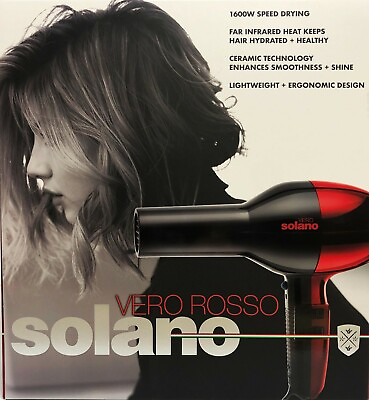 #ad Solano Vero Rosso Infrared Ceramic Professional Lightweight Hair Dryer Red Black $90.00
