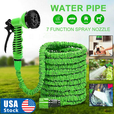 #ad USA Seller 100 Feet Expandable Flexible Garden Water Hose w Spray Nozzle $14.98