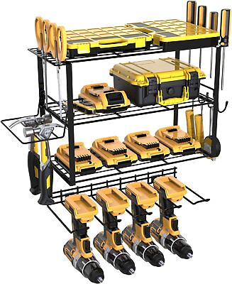 #ad 4 Tier Metal Tool Rack Garage Power Tool Organizer Heavy Duty Drill Holder Gift $26.89