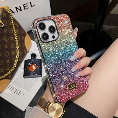 For iPhone 15 Pro Max 14 13 12 11 X 6 7 8 Glitter Bling Gradient Diamond Case $9.99