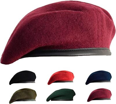 US Army Style Berets for Men and WomenWool and Leather Army Beret Hats $39.99