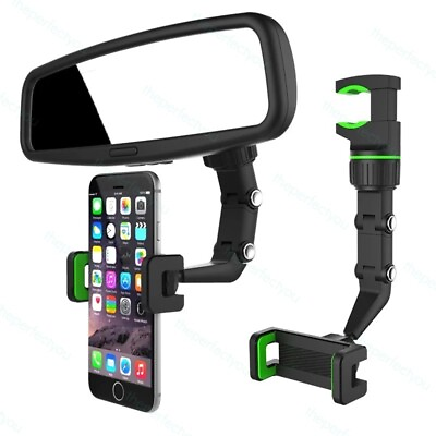 #ad 360° Car Rearview Mirror Rotation Adjustable Phone Holder Mount Multifunction $4.75