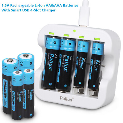 #ad Pallus AA AAA Batteries 3500mWh 1.5V Rechargeable AA AAA Lithium Batteries Lot $80.97