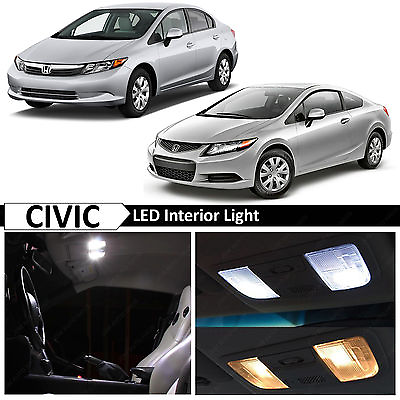 #ad 8x Bulb White Interior LED Lights Package Fits Honda Civic 2006 2012 Sedan Coupe $8.89