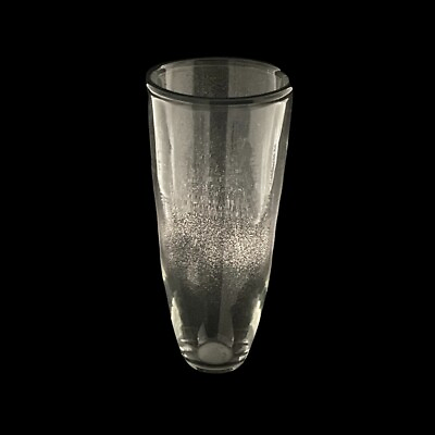 #ad Black Rimmed Clear Glass Hand Blown Flower Floral Decorative Vase 8.5quot;H $26.99