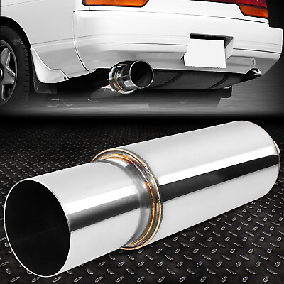 #ad 2.5quot;OD Inlet Stainless Steel Straight Through Exhaust Muffler 4quot; OD Round Tip $31.88