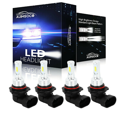 #ad 9005 9006 LED Headlights Kit Combo Bulbs 6500K High Low Beam Super White Bright $24.98