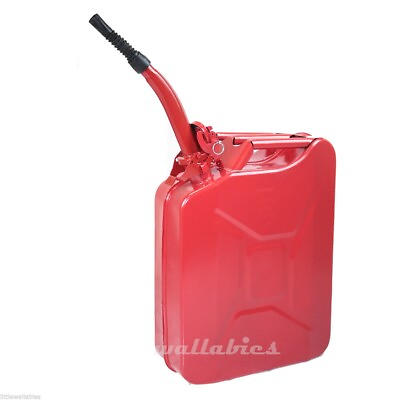 #ad 5 Gallon NATO Style 20L Red Jerry Can Oil Fuel Gas Steel Tank w Spout $55.55