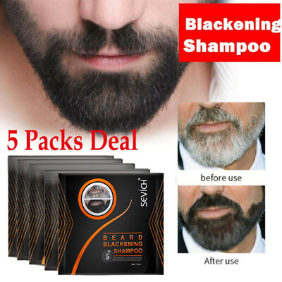 #ad Men Black Beard Simple Hair Dye Color Shampoo Permanent Darkening Hair Coloring $8.65
