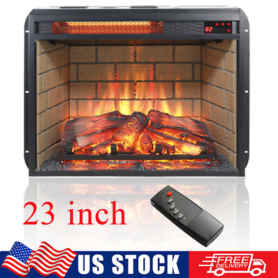 #ad 23quot; Electric Fireplace Wall Mounted Insert Heater Timer Remote Control Log Flame $134.89