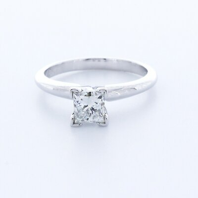 #ad 1.0 CT Lab Created Diamond E VS2 Princess 18K White Gold Classic Solitaire Ring $1404.00