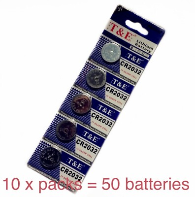#ad 50 PCS CR2032 Button Cell Silver Cell Battery 3V For Toys Remote Watches $14.99