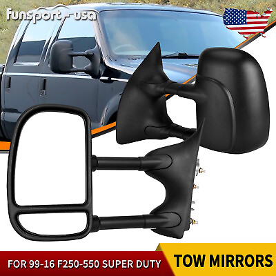 #ad Pair Manual Telescoping Tow Mirrors for 99 16 Ford F250 F350 F450 F550 SuperDuty $81.09