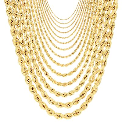 #ad 10K Yellow Gold 1.5mm 10mm Diamond Cut Rope Chain Necklace Mens Women 16quot; 30quot; $56.98